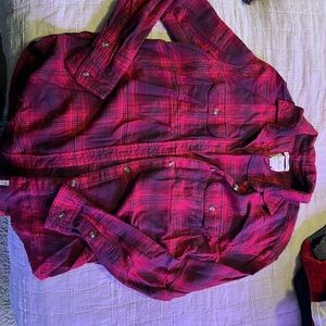 American Eagle Outfitters Red Plaid Flannel Shirt